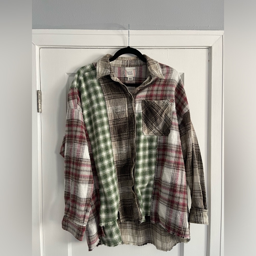 BDG Plaid Shirt - Green, Brown, Red